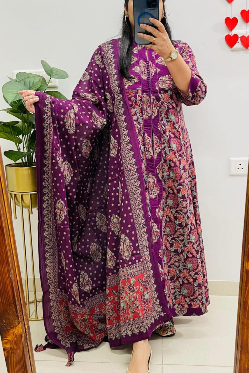 Gulzaar Purple Handwork Anarkali Kurta Set