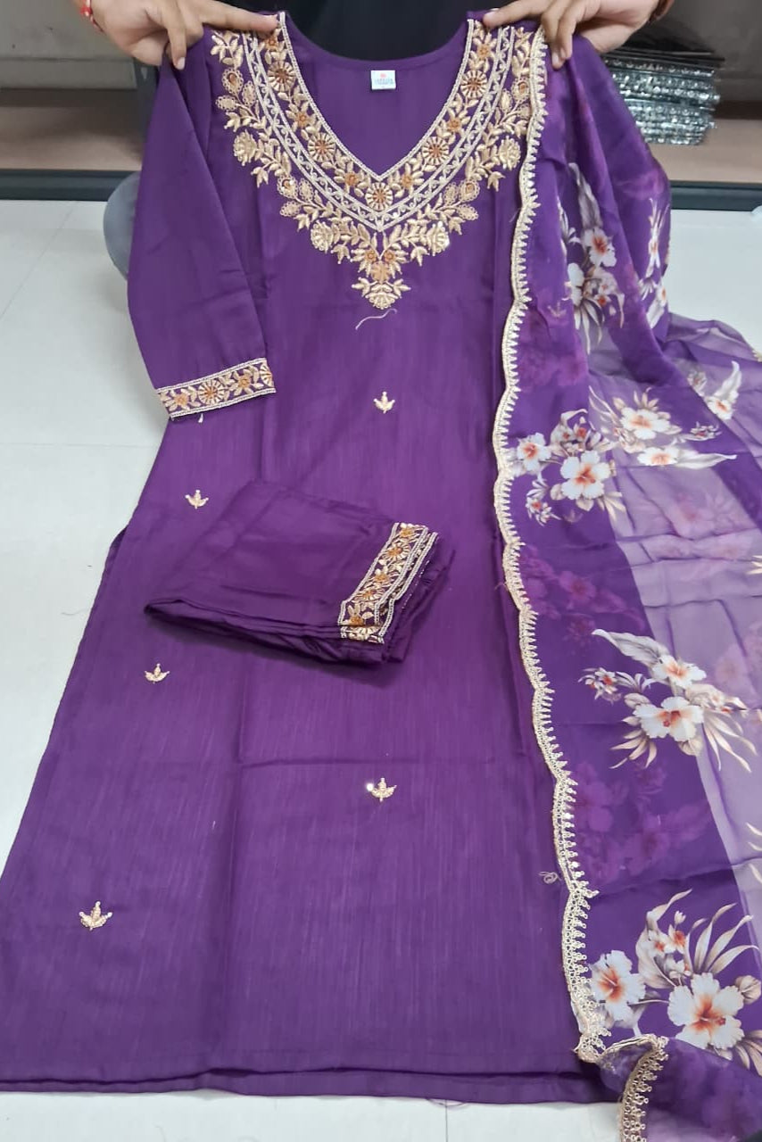 Noorvi Embroidery Sequins Kurti Set