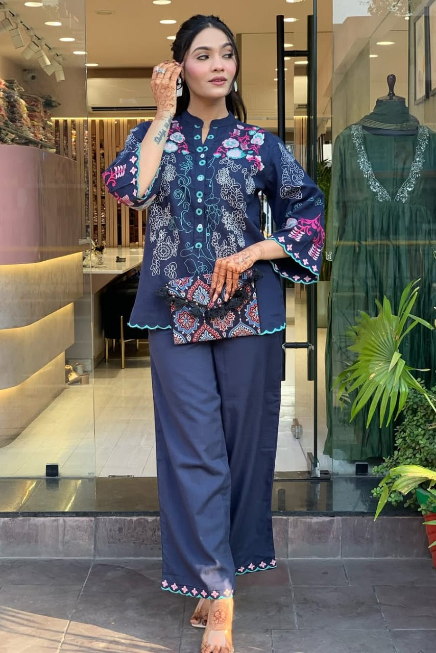 Azure Grace Embroidered Co-ord Set