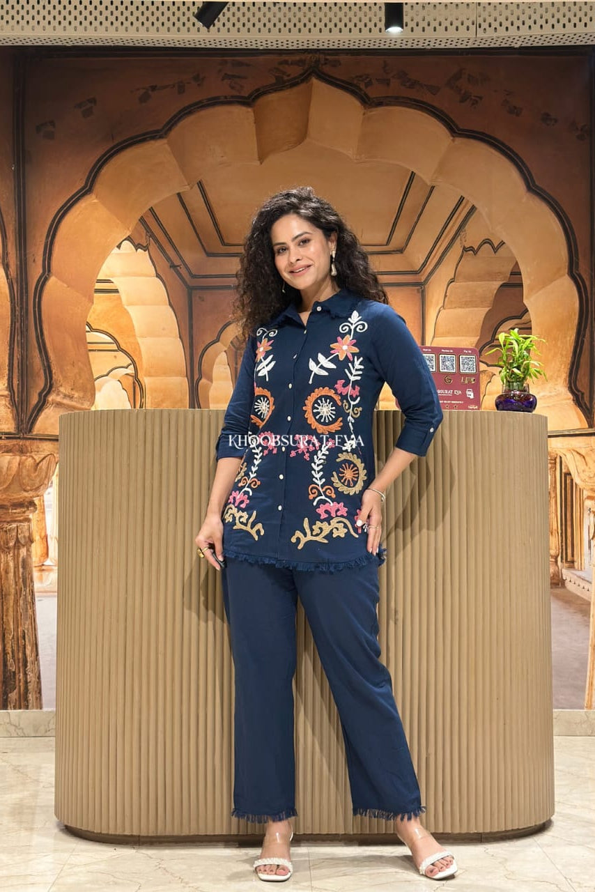 Pearl Flex Cotton Embroidered Co-ord Set