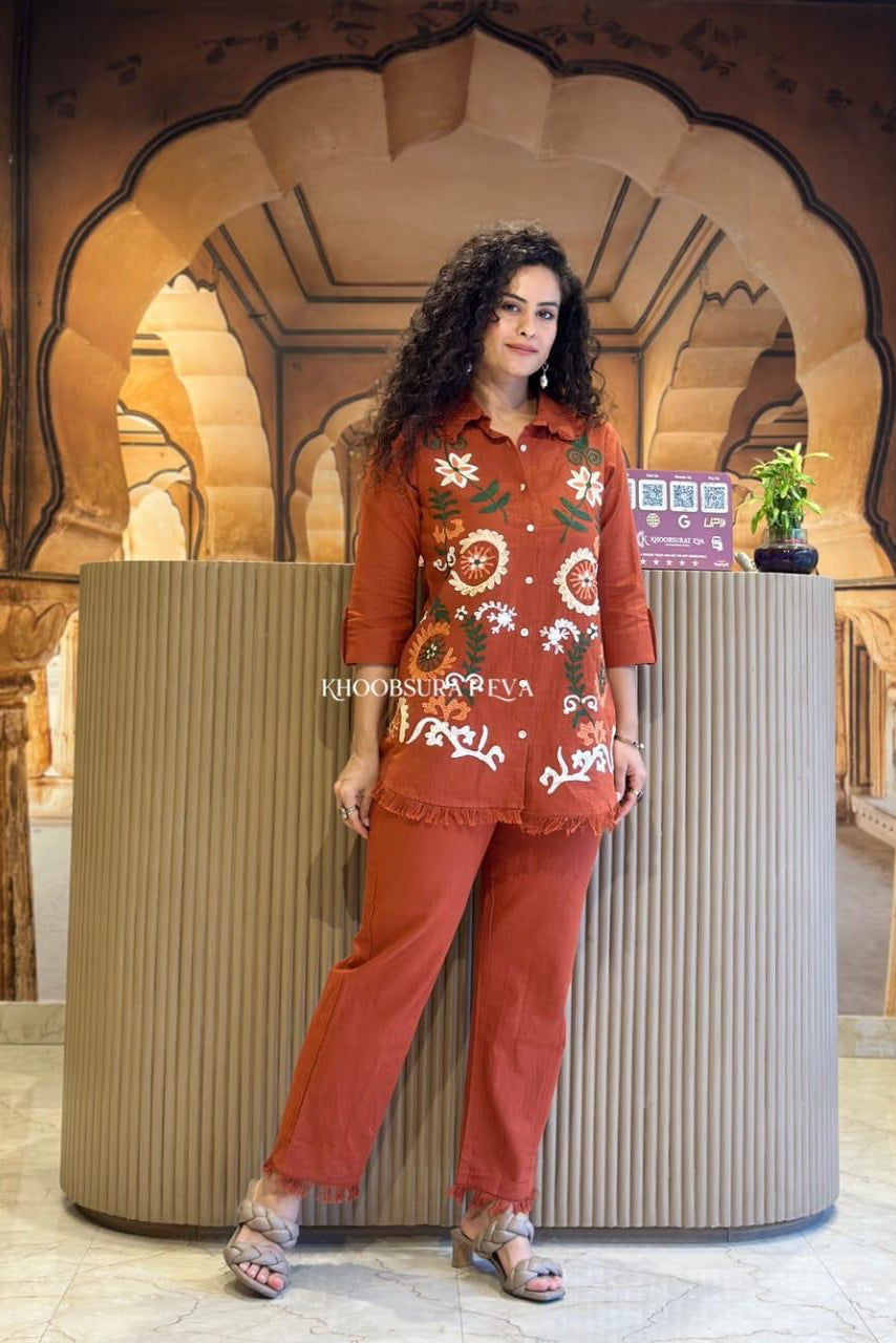 Pearl Flex Cotton Embroidered Co-ord Set