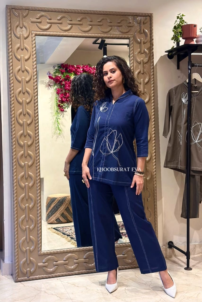 Blue Serenity Embroidered Co-ord Set