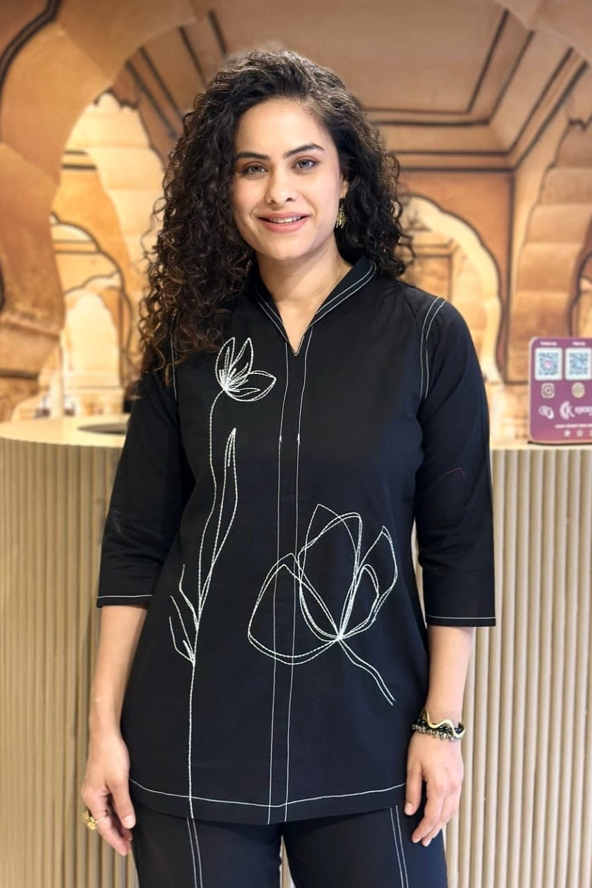 Black Serenity Embroidered Co-ord Set