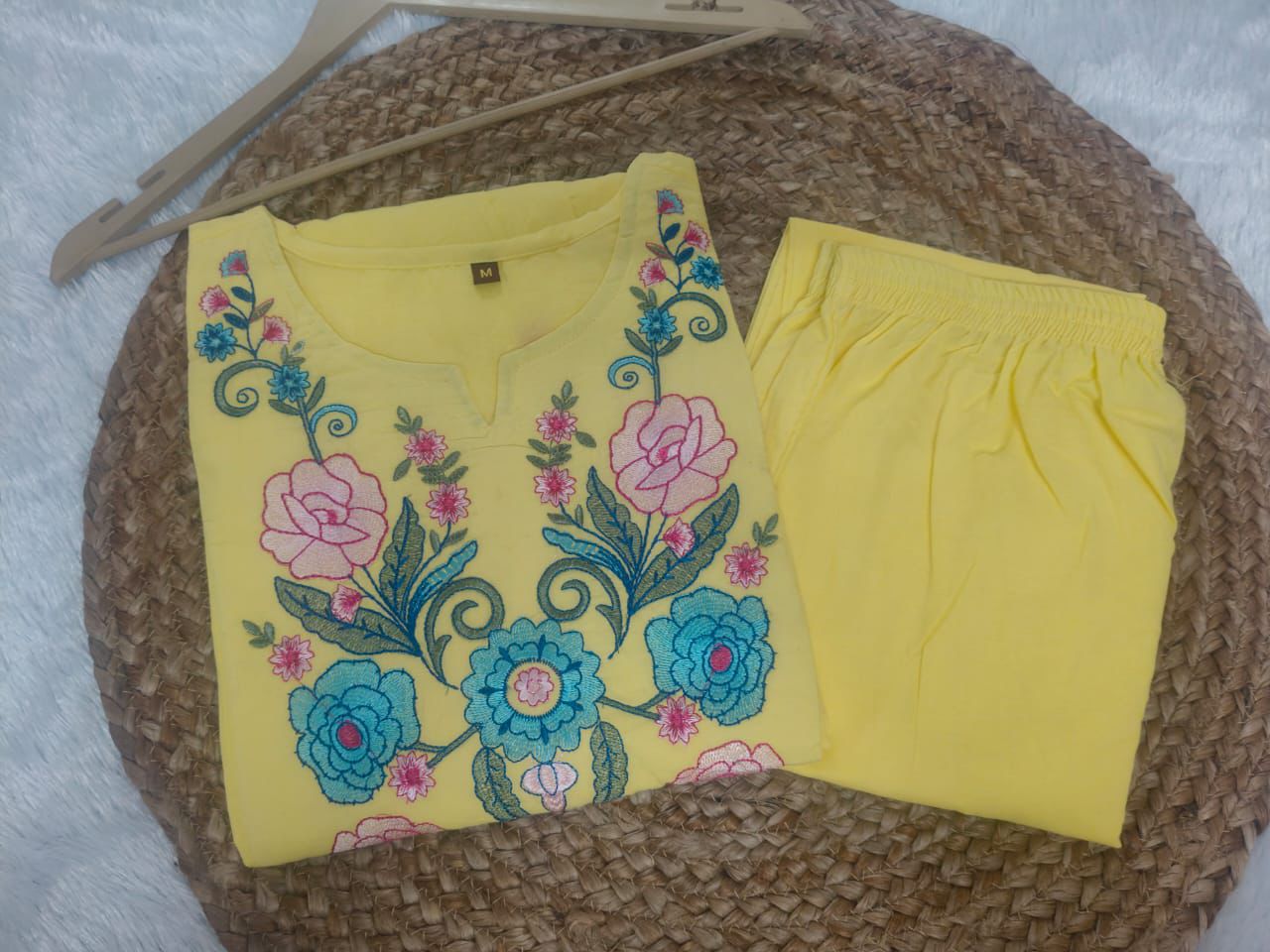 Nooré Sitara Cotton Embroidered Suit Set with Chinnon Crush Dupatta