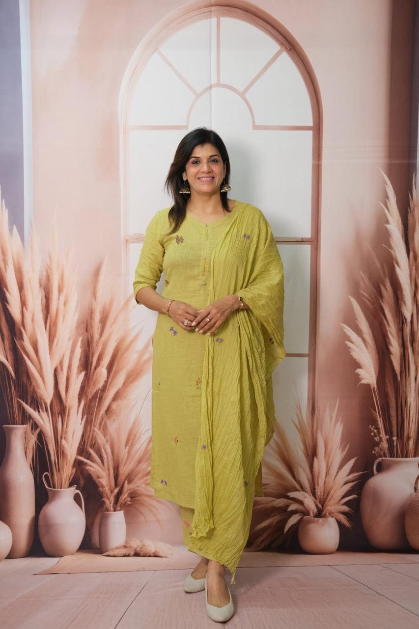 Taj Kantha Charm Cotton Khadi Suit Set