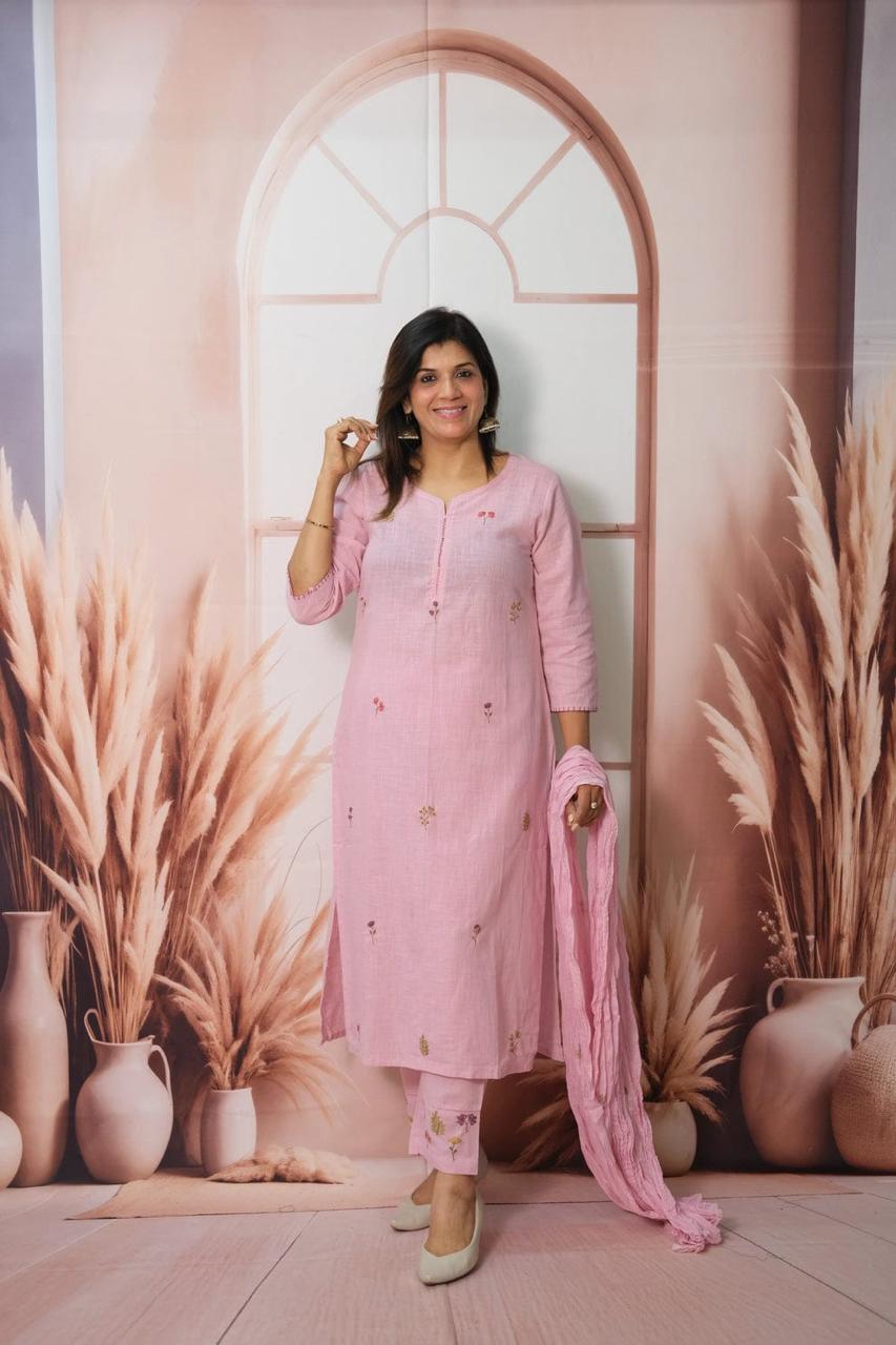 Taj Kantha Charm Cotton Khadi Suit Set