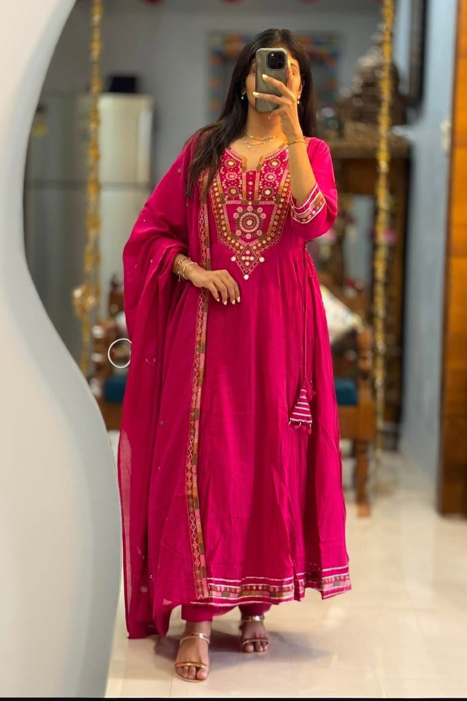 Rangini Pink Anarkali Embroidery Set
