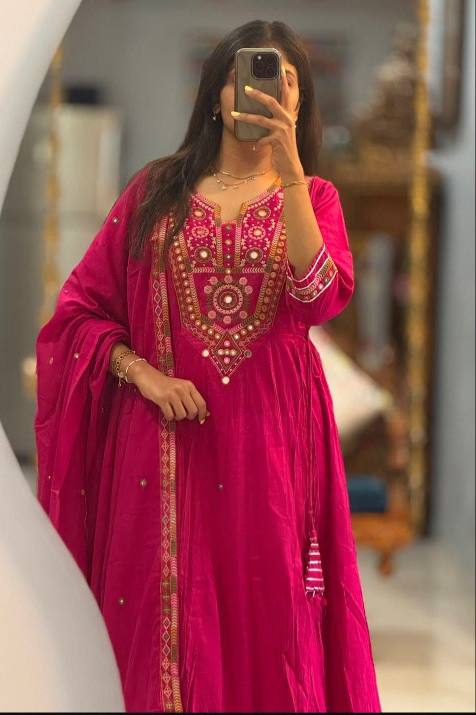 Rangini Pink Anarkali Embroidery Set