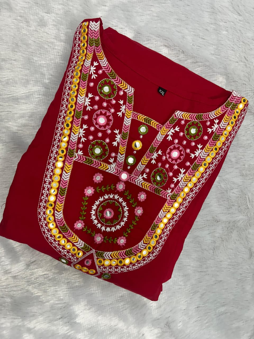 Rangini Red Anarkali Embroidery Set