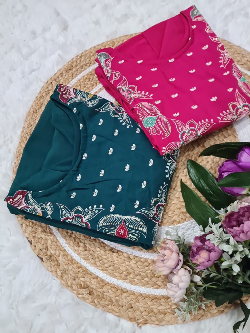 Morpankhi Silk Grace Embroidered Kurti Pant Dupatta Set