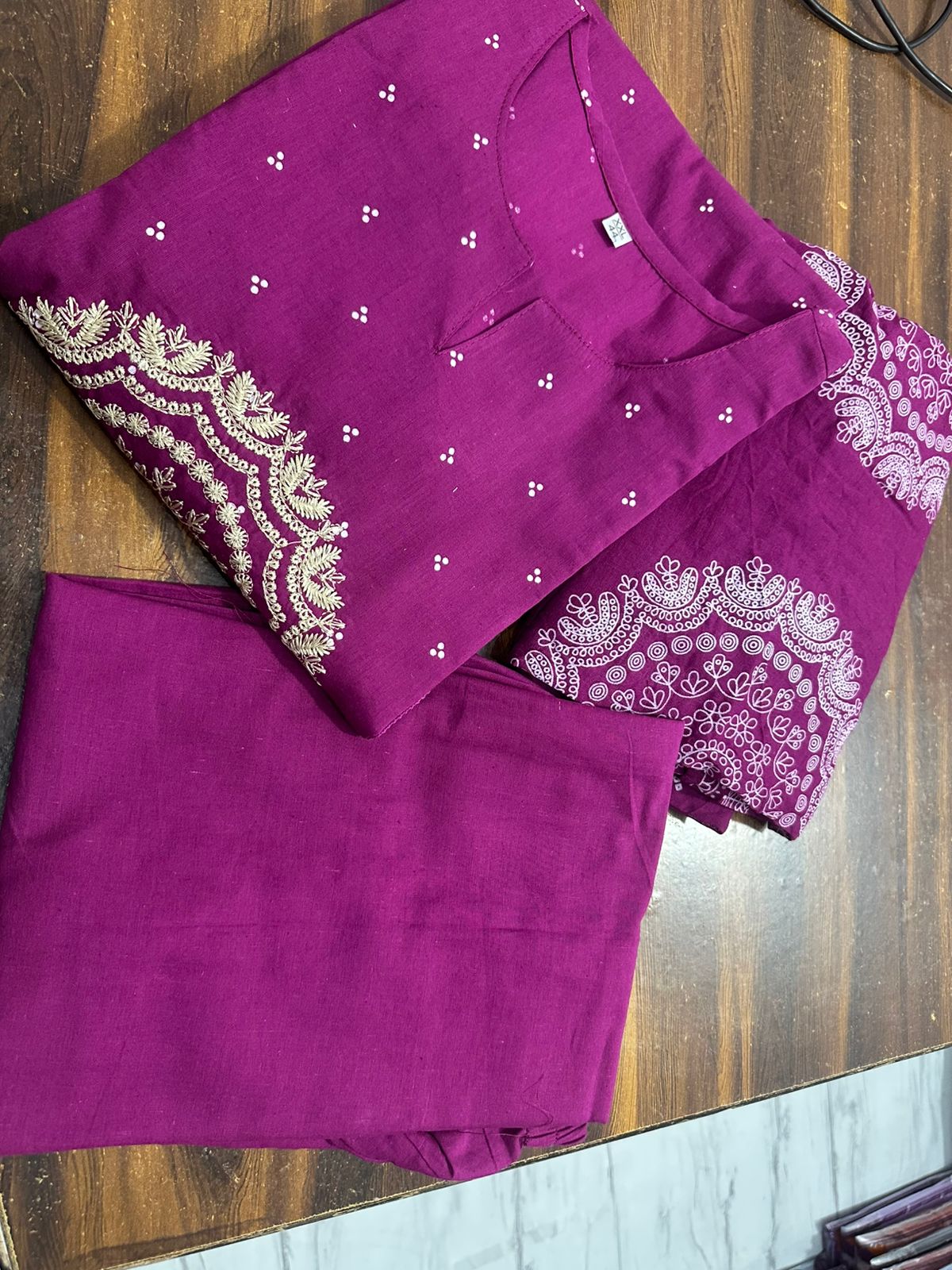 Saanjh Purple Embroidered 3-Piece Set