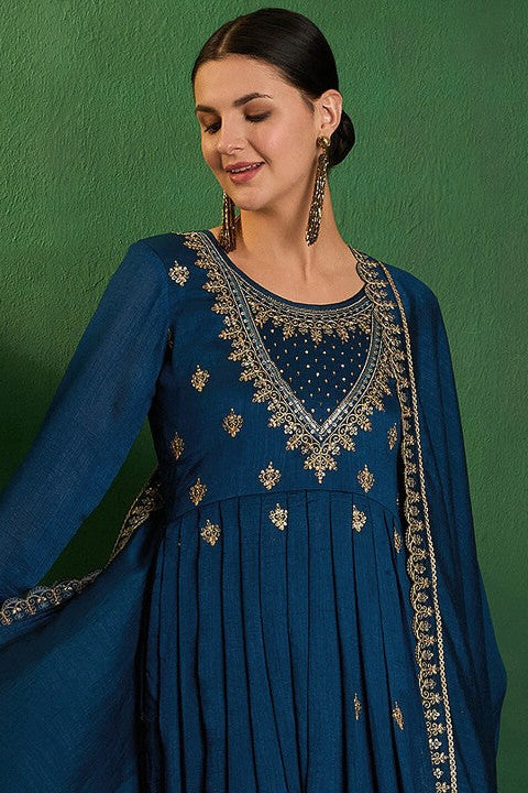 Shanaya Morpanki Vichitra Silk Embroidered Kurta Set