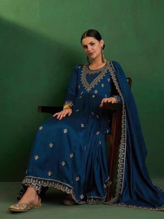 Shanaya Morpanki Vichitra Silk Embroidered Kurta Set