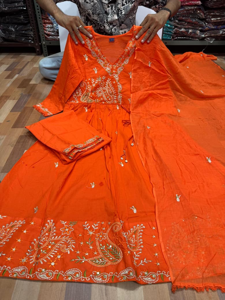 New Launching Cotton Mal Angrakha Suit Set