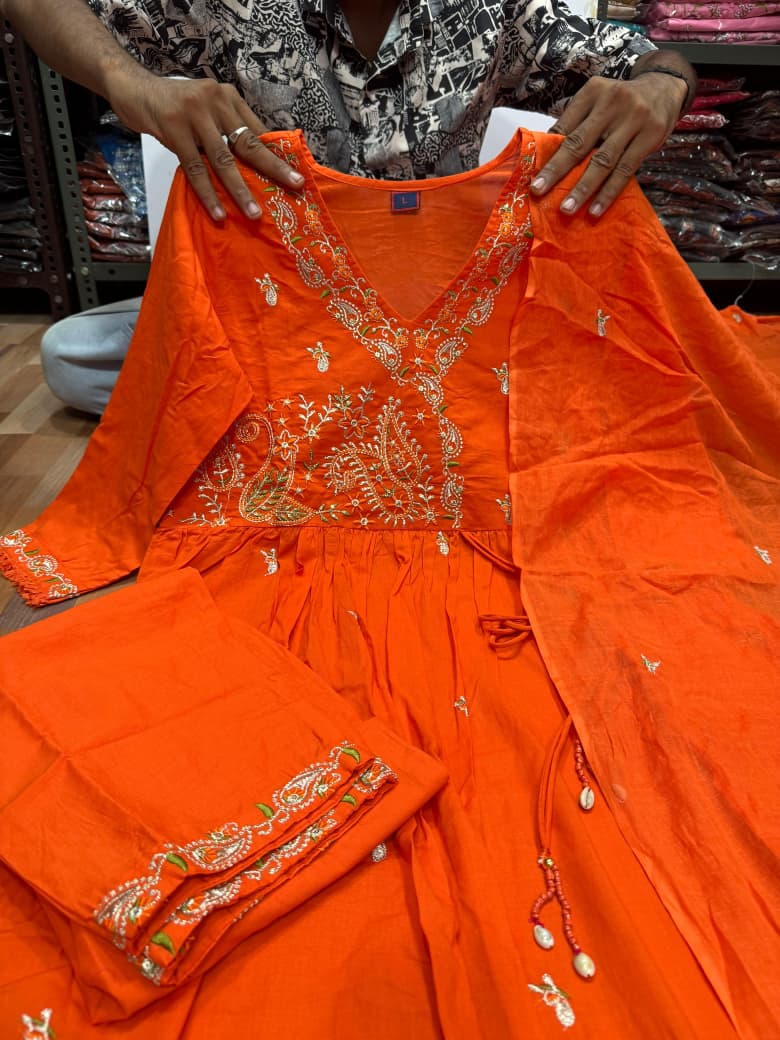 New Launching Cotton Mal Angrakha Suit Set