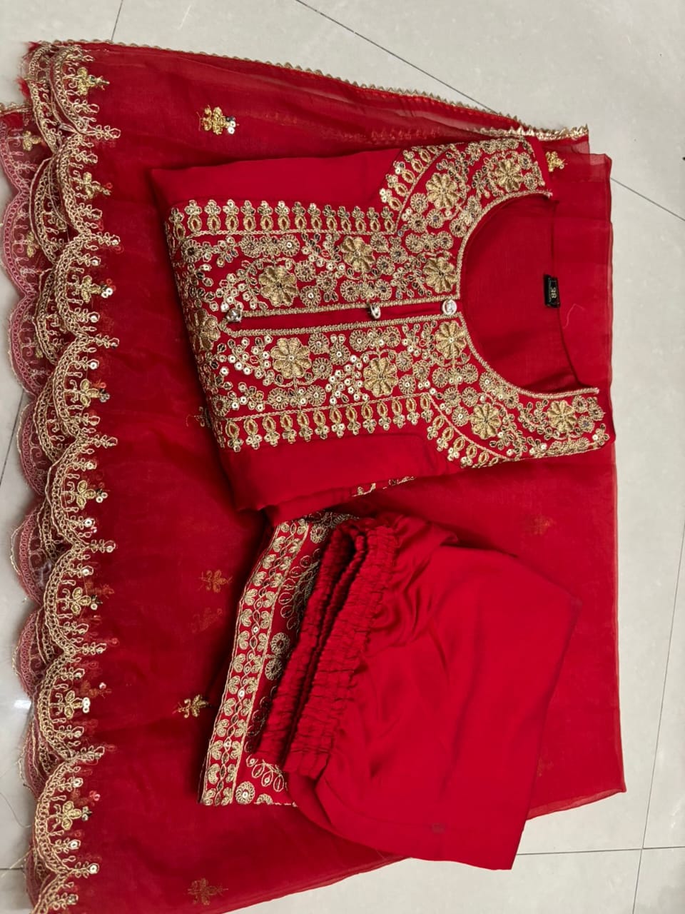 Premium Rang-De-Laal Zari Silk Suit Set