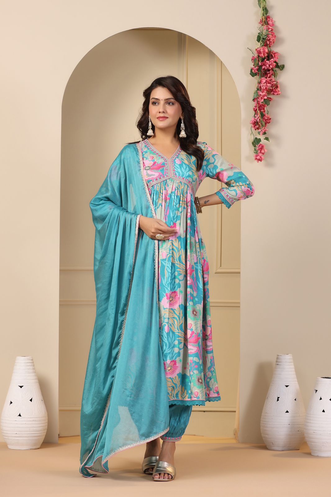New Launching Muslin Alia Cut Suit Set