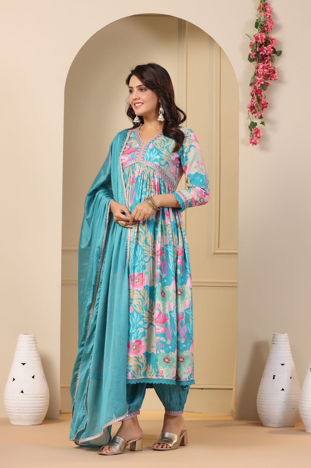 New Launching Muslin Alia Cut Suit Set