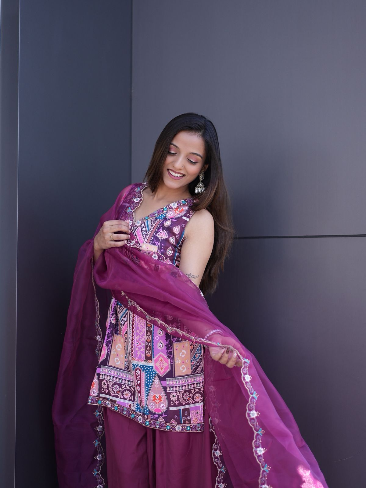 Zarine Modal Satin Embroidered Suit Set