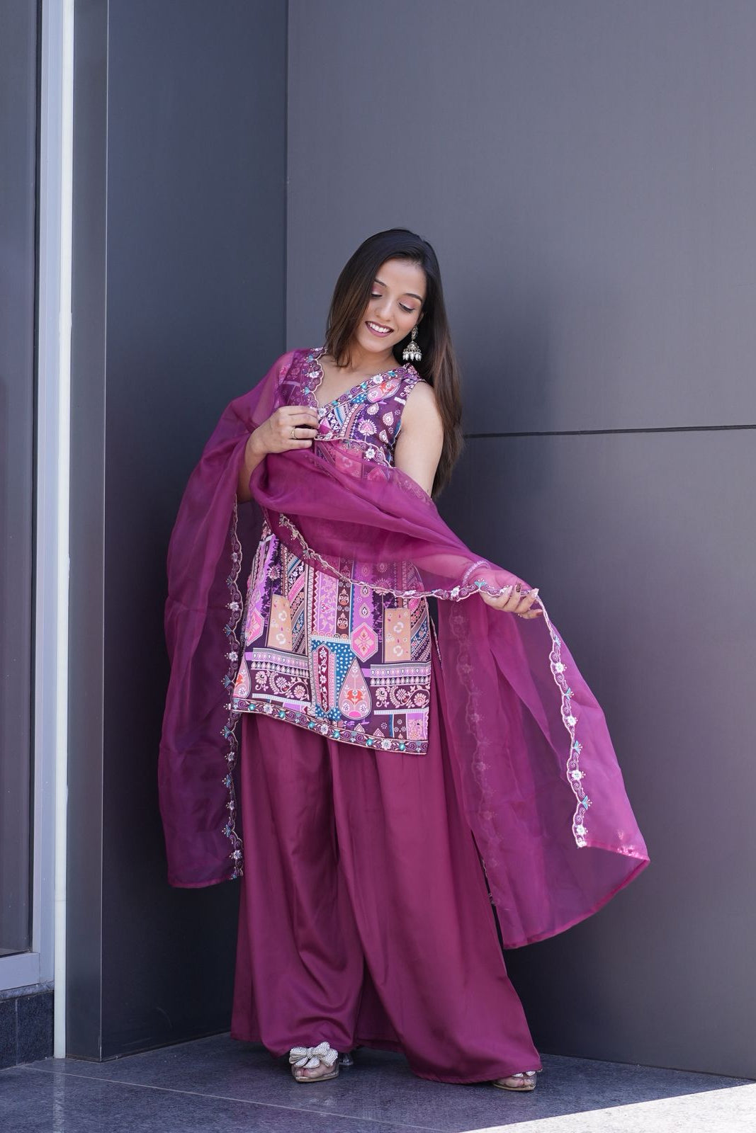 Zarine Modal Satin Embroidered Suit Set