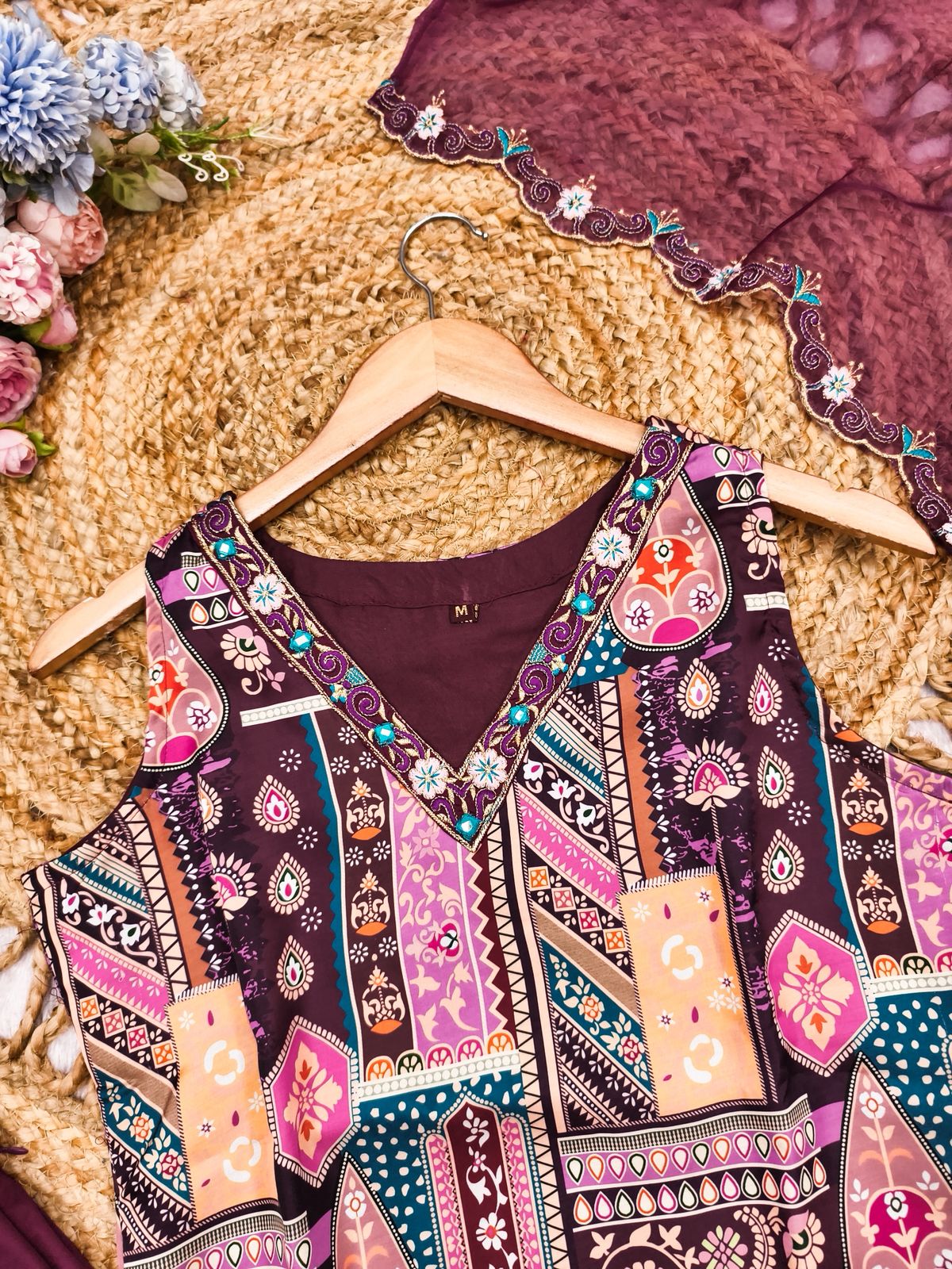 Zarine Modal Satin Embroidered Suit Set