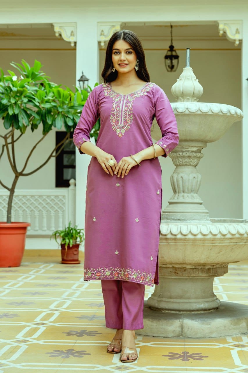 Neelpari Chanderi Silk Beaded Suit Set