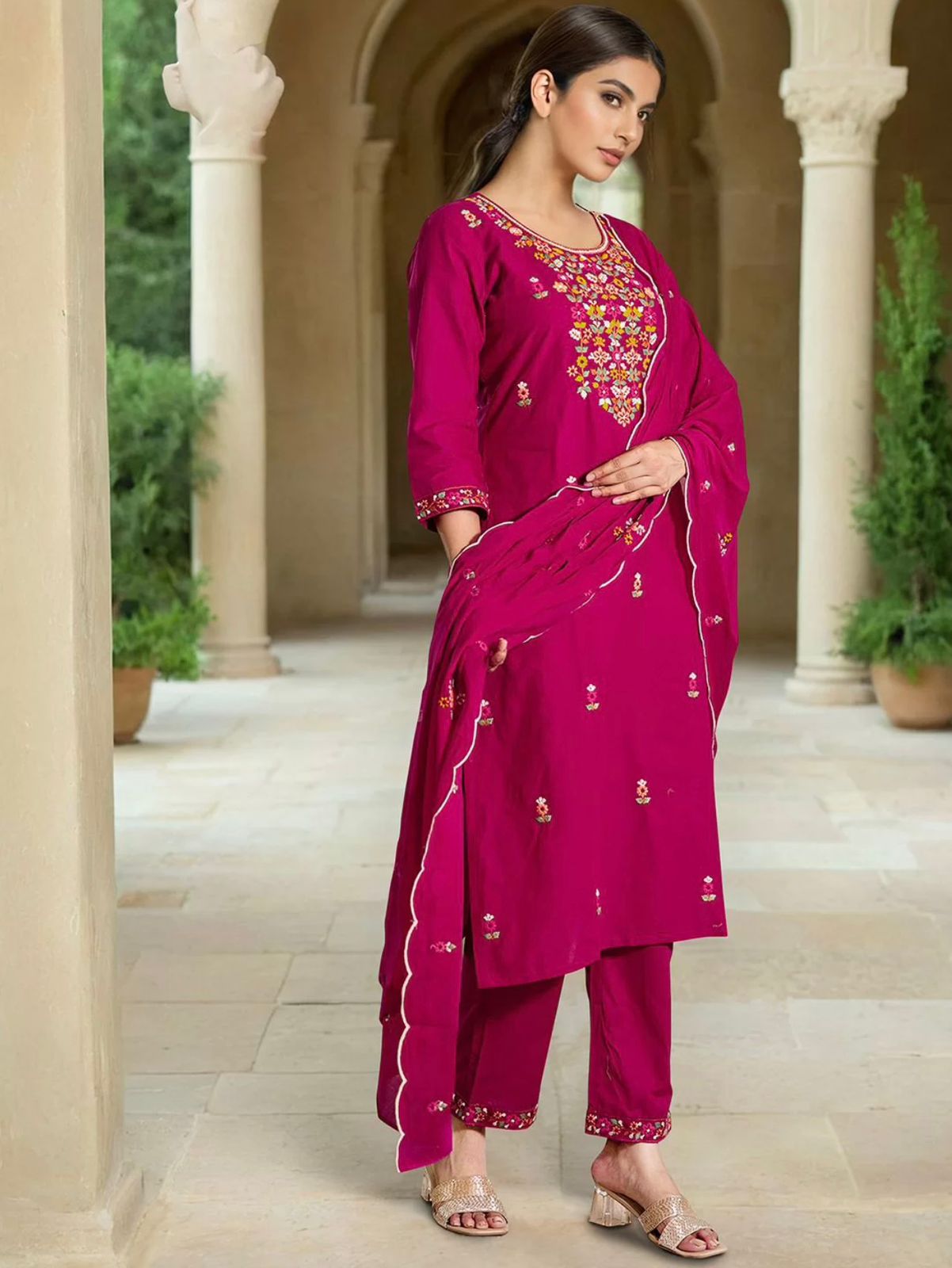 Gulaabi Roman Embroidered Suit Set