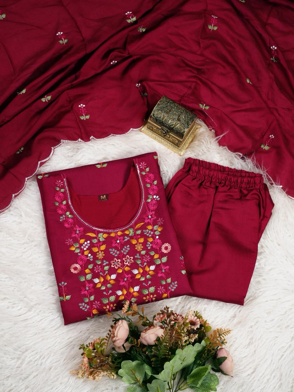 Gulaabi Roman Embroidered Suit Set