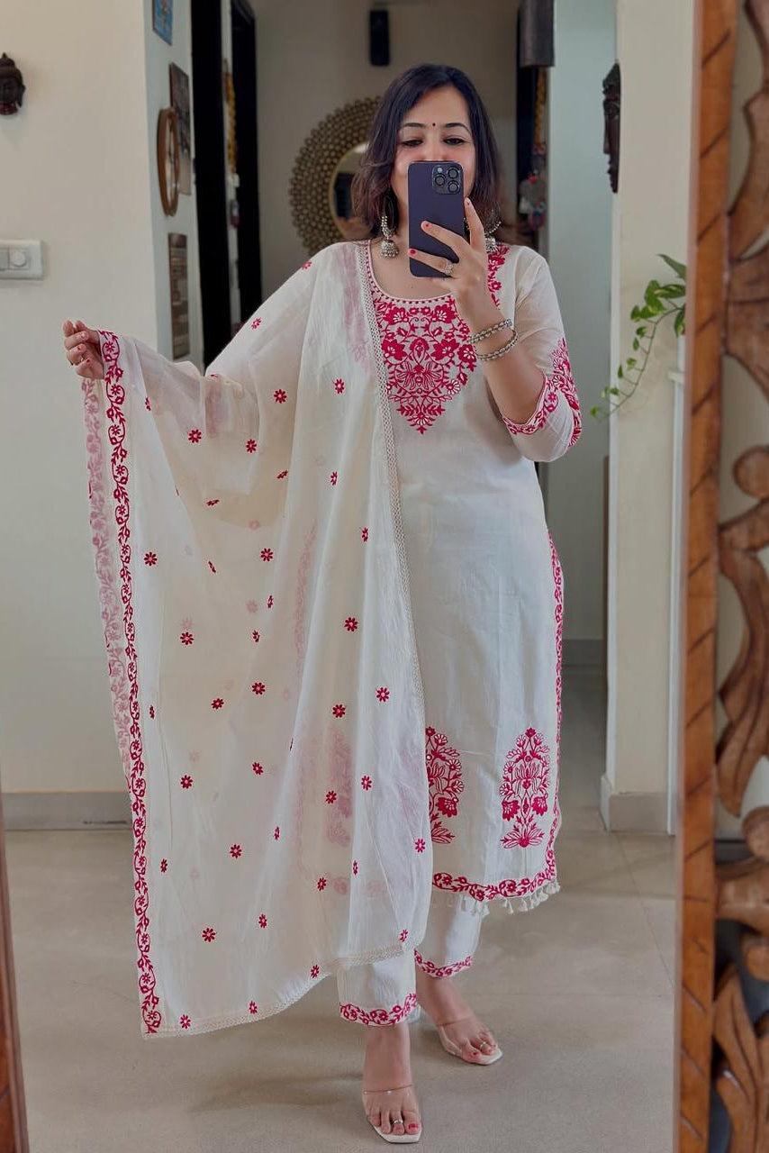 Shubhra Cotton Embroidered Kurta Set