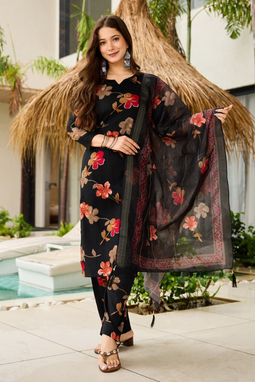 Kaashvi Silk Blend Kurta Pant Dupatta Set