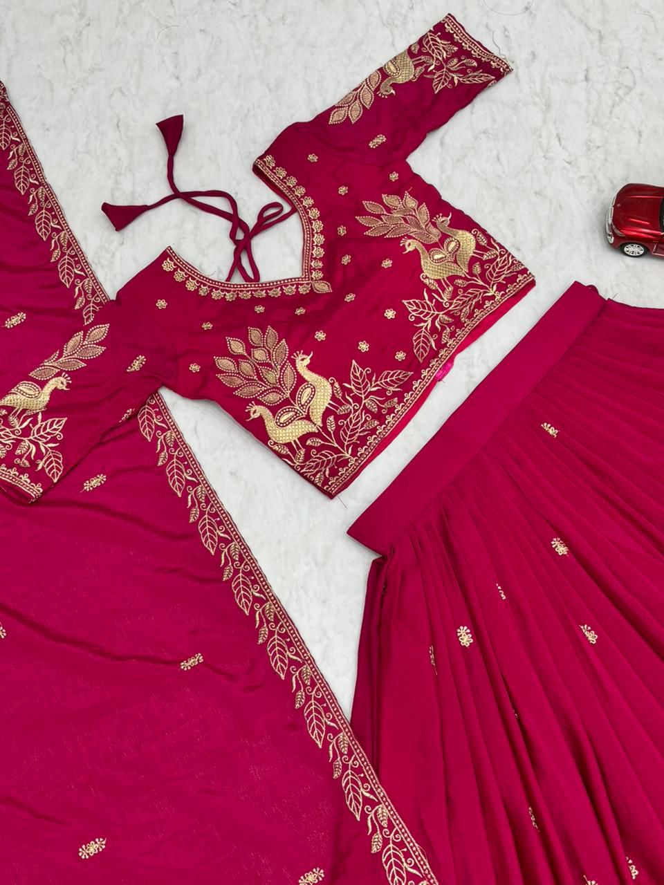 Tapi Pink Chinon Festival Embroidered Lehenga Choli