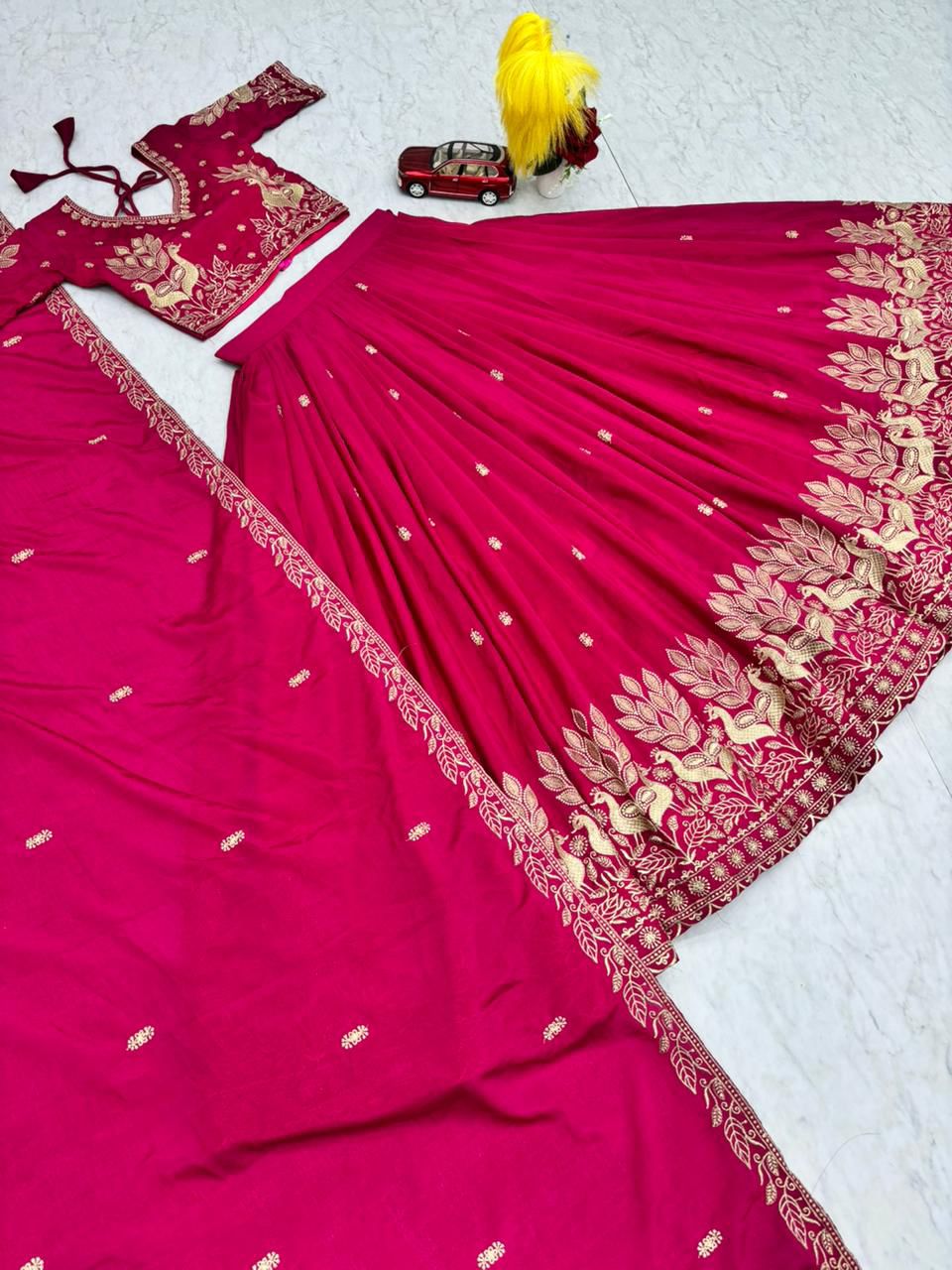 Tapi Pink Chinon Festival Embroidered Lehenga Choli