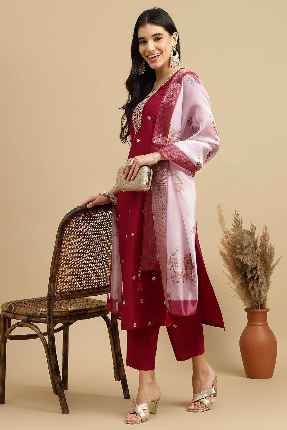 Naira Trendy Organza Kurta Pant And Dupatta Set