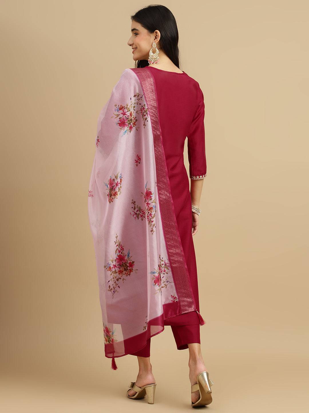 Naira Trendy Organza Kurta Pant And Dupatta Set