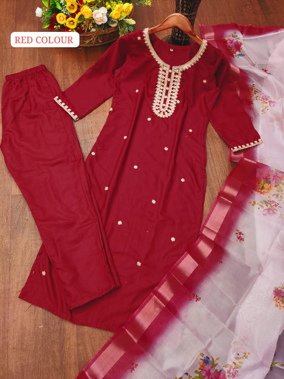 Naira Trendy Organza Kurta Pant And Dupatta Set