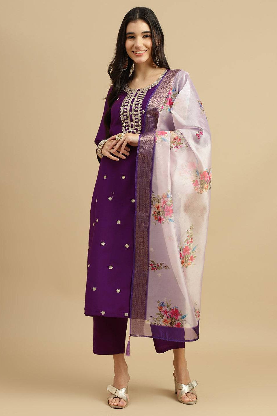 Naira Trendy Organza Kurta Pant And Dupatta Set