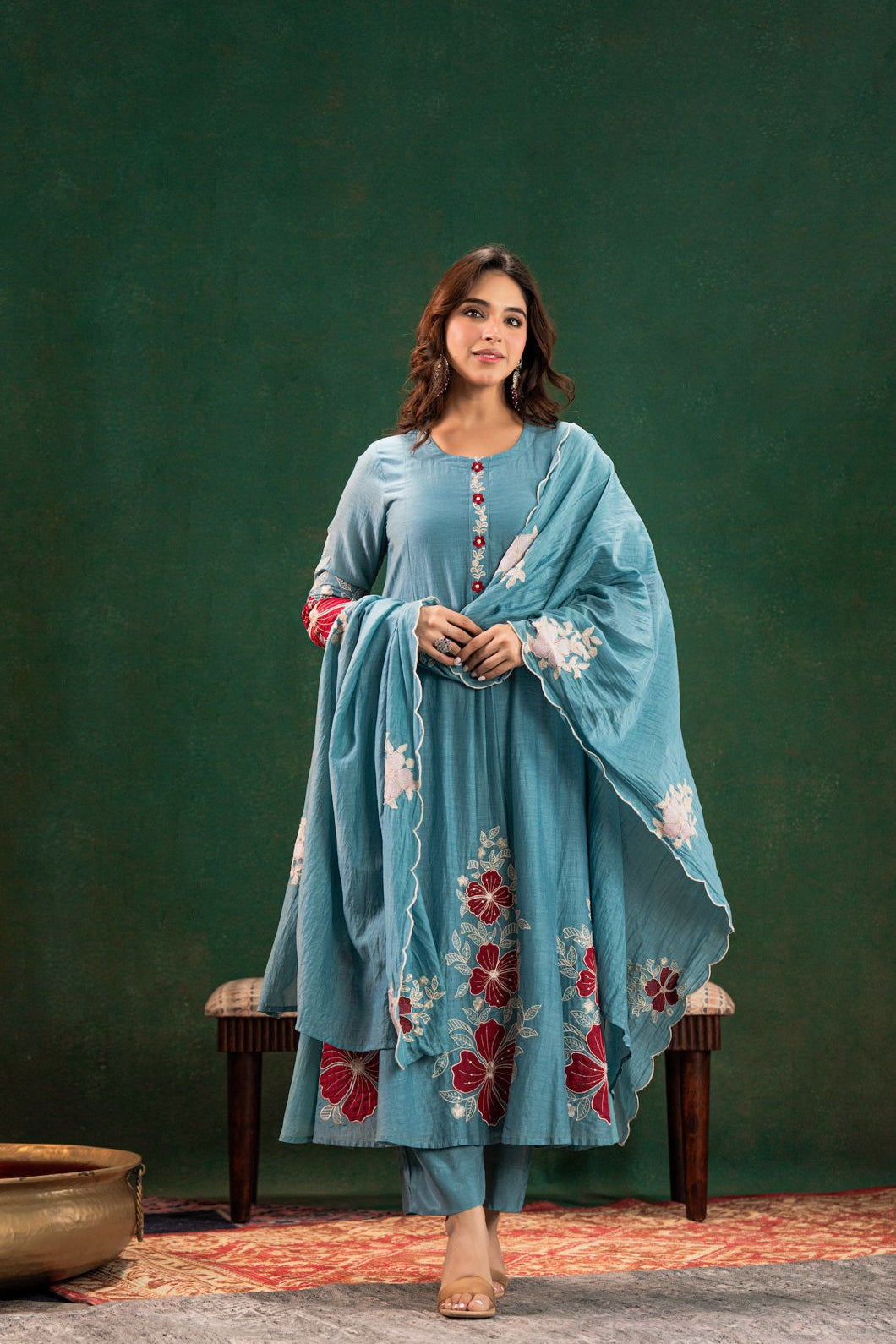 Blue Noor Chanderi Silk Suit Set
