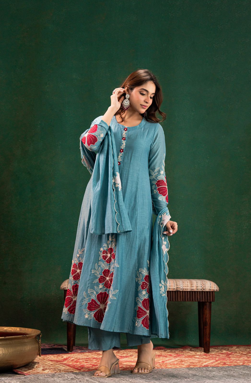 Blue Noor Chanderi Silk Suit Set