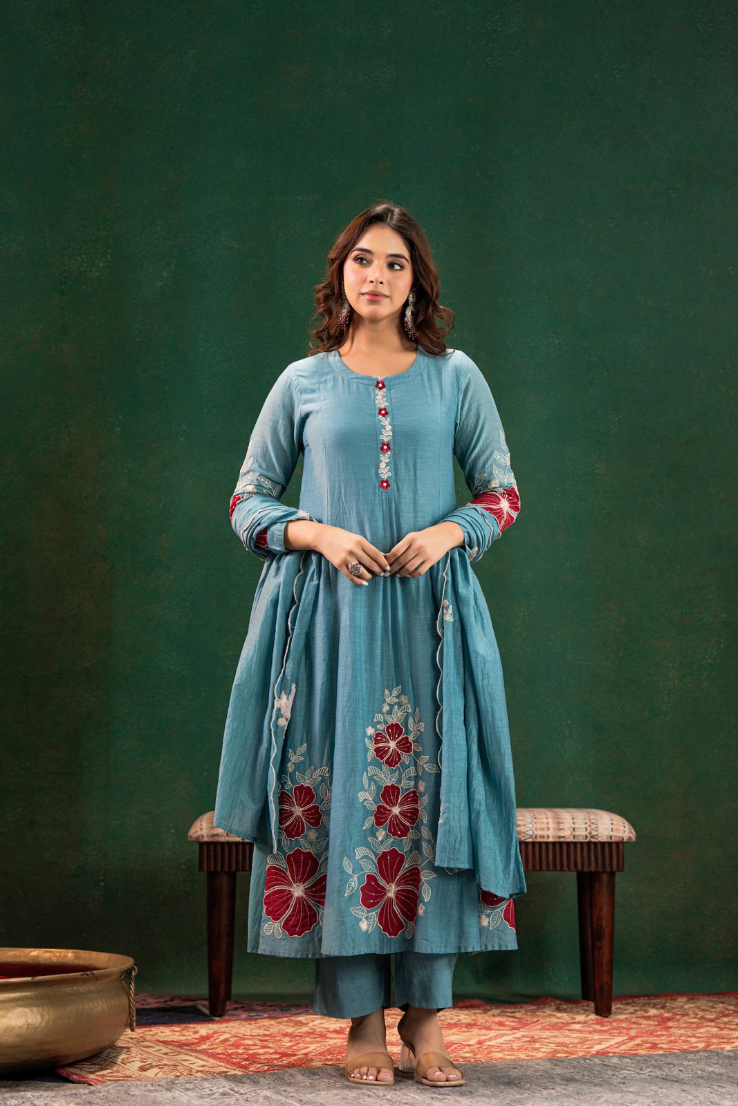 Blue Noor Chanderi Silk Suit Set