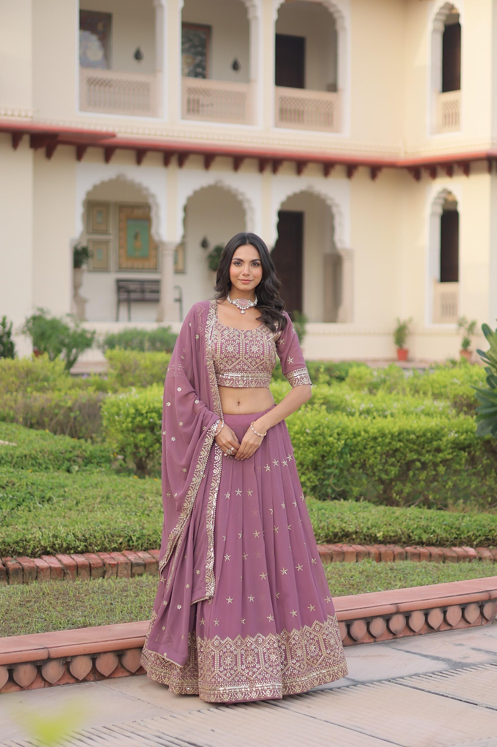 Lavender Ridhima Faux Georgette Lehenga Set