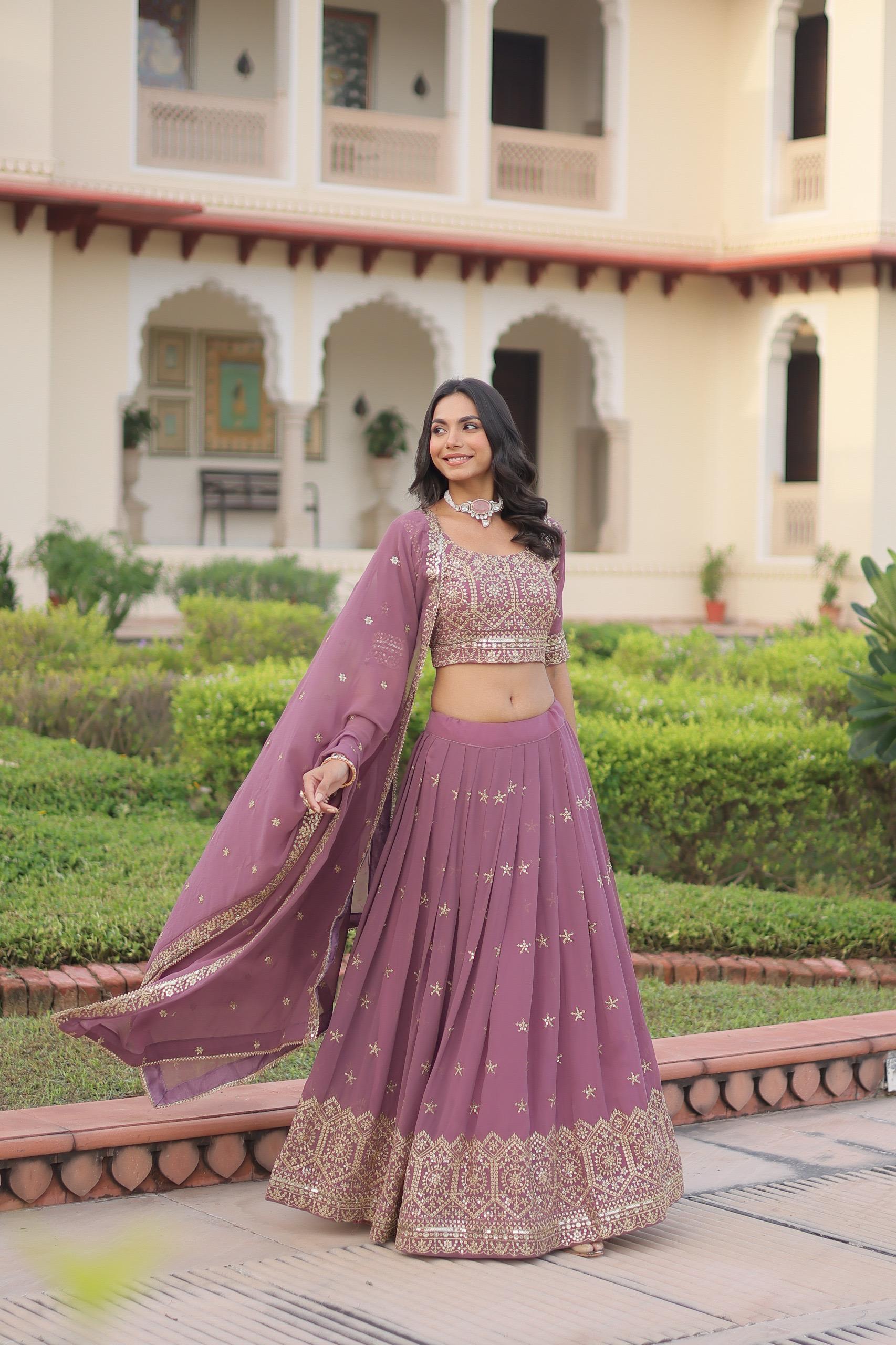 Lavender Ridhima Faux Georgette Lehenga Set