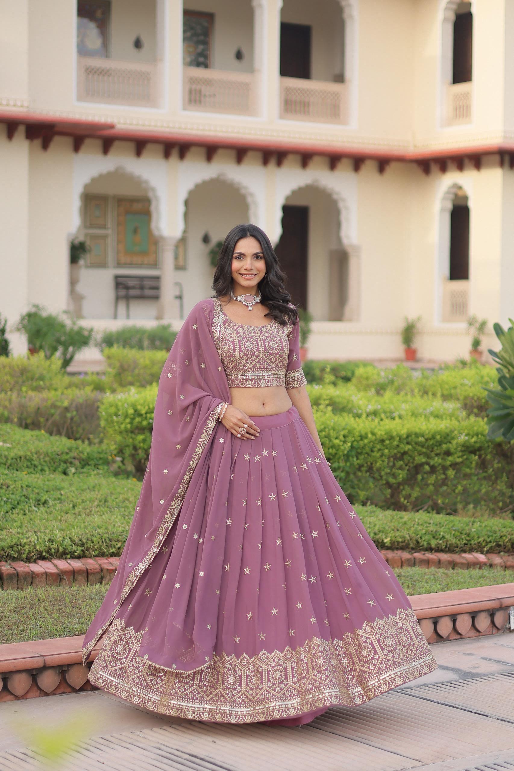 Lavender Ridhima Faux Georgette Lehenga Set