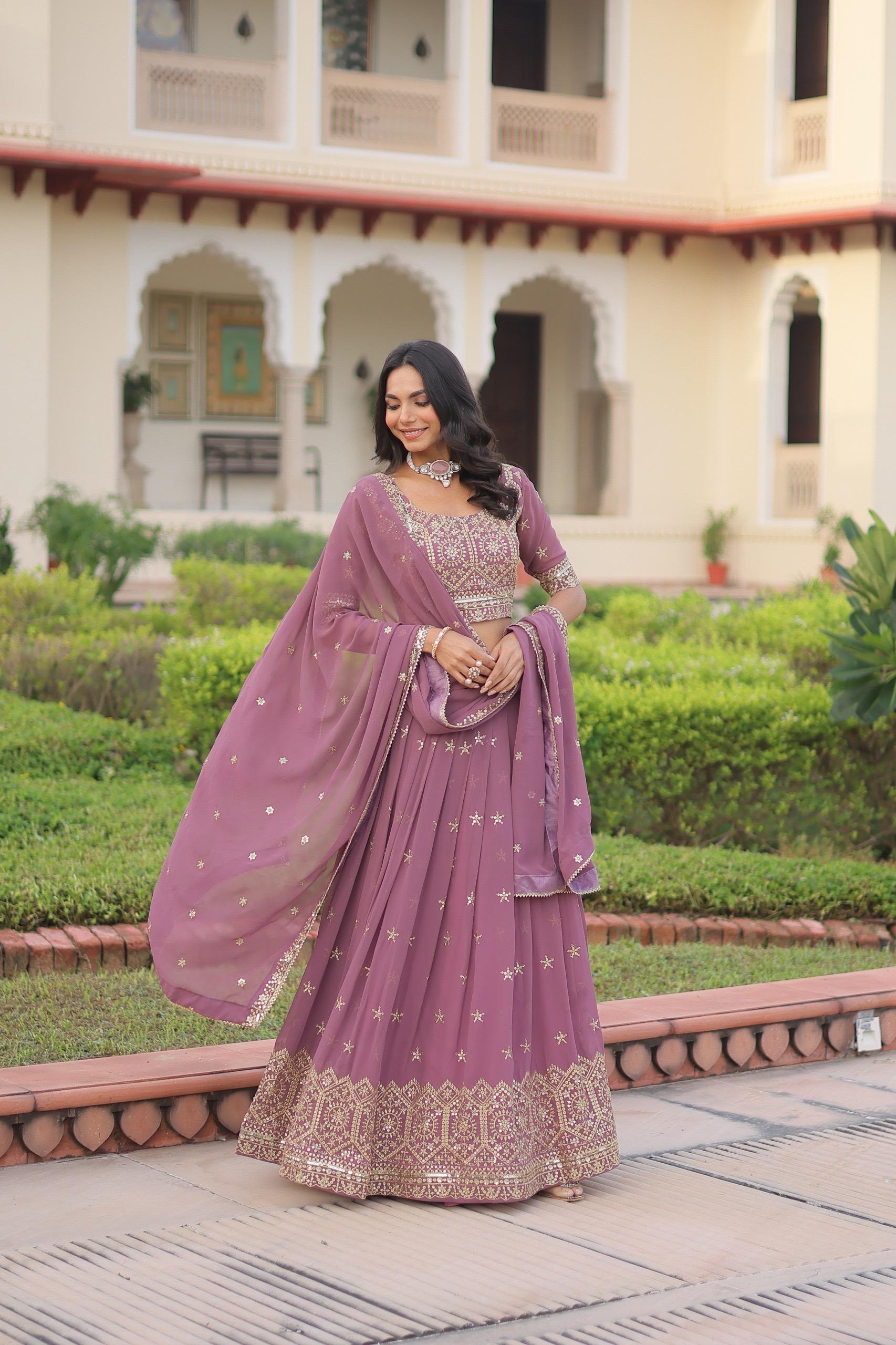 Lavender Ridhima Faux Georgette Lehenga Set