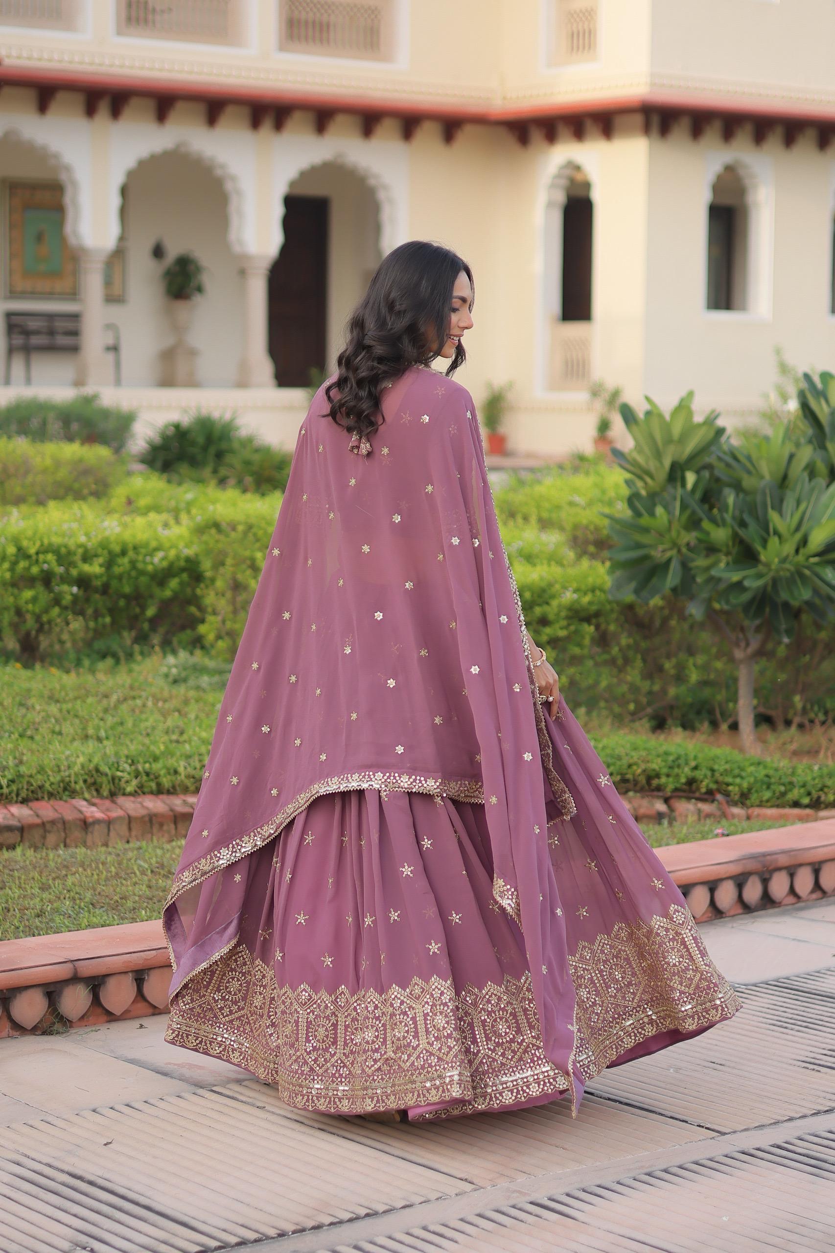 Lavender Ridhima Faux Georgette Lehenga Set