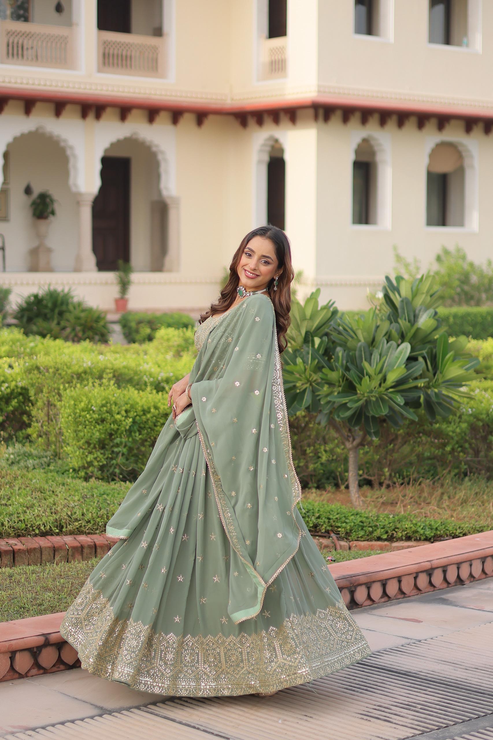 Lavender Ridhima Faux Georgette Lehenga Set