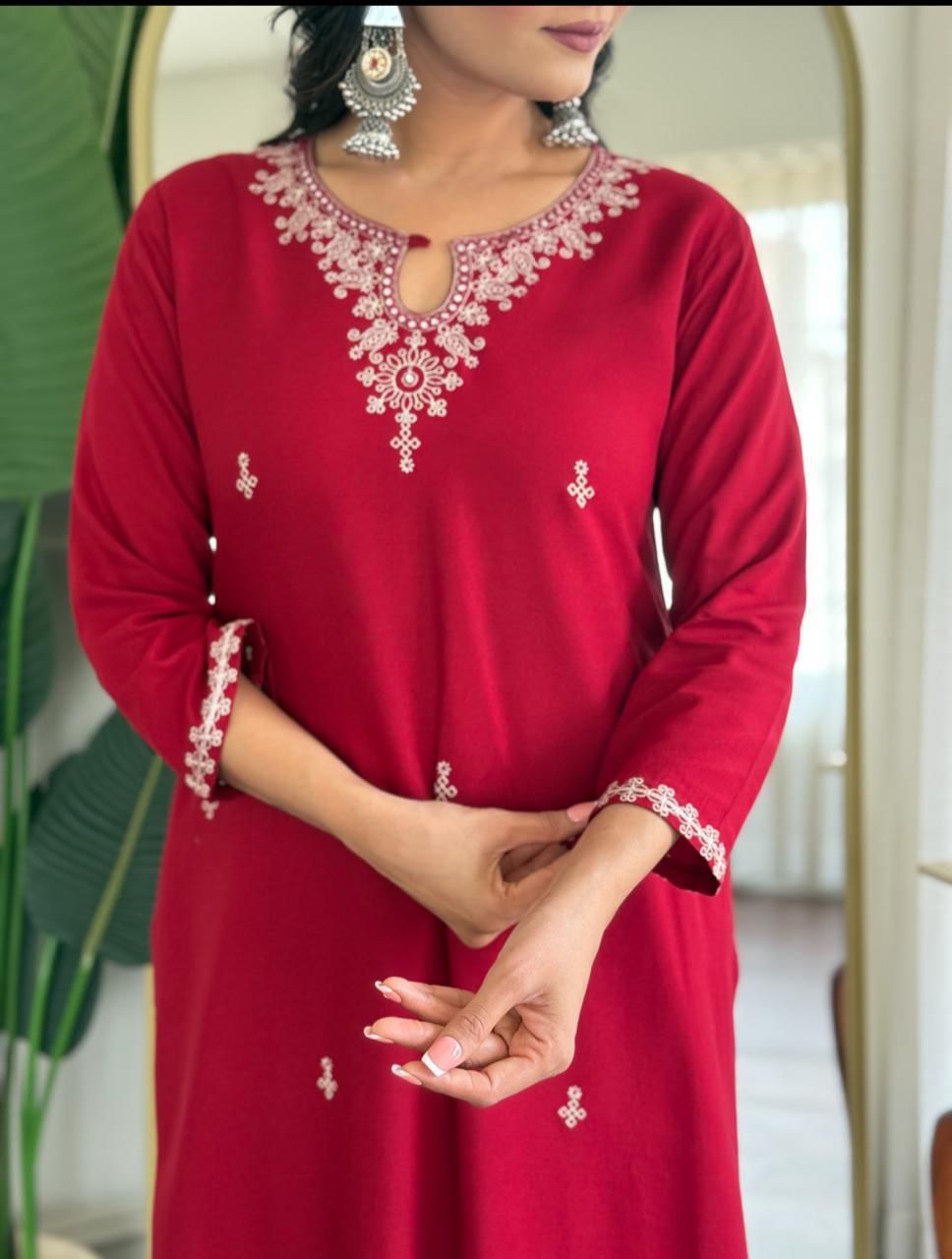Red Rivaa Embroidery Kurta Set