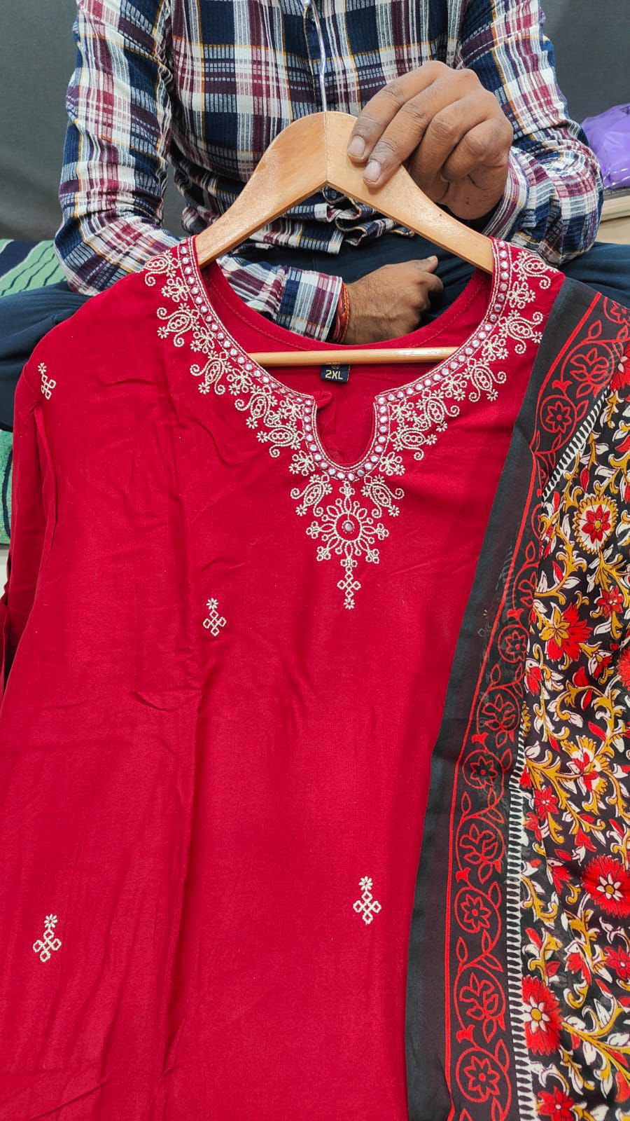 Red Rivaa Embroidery Kurta Set
