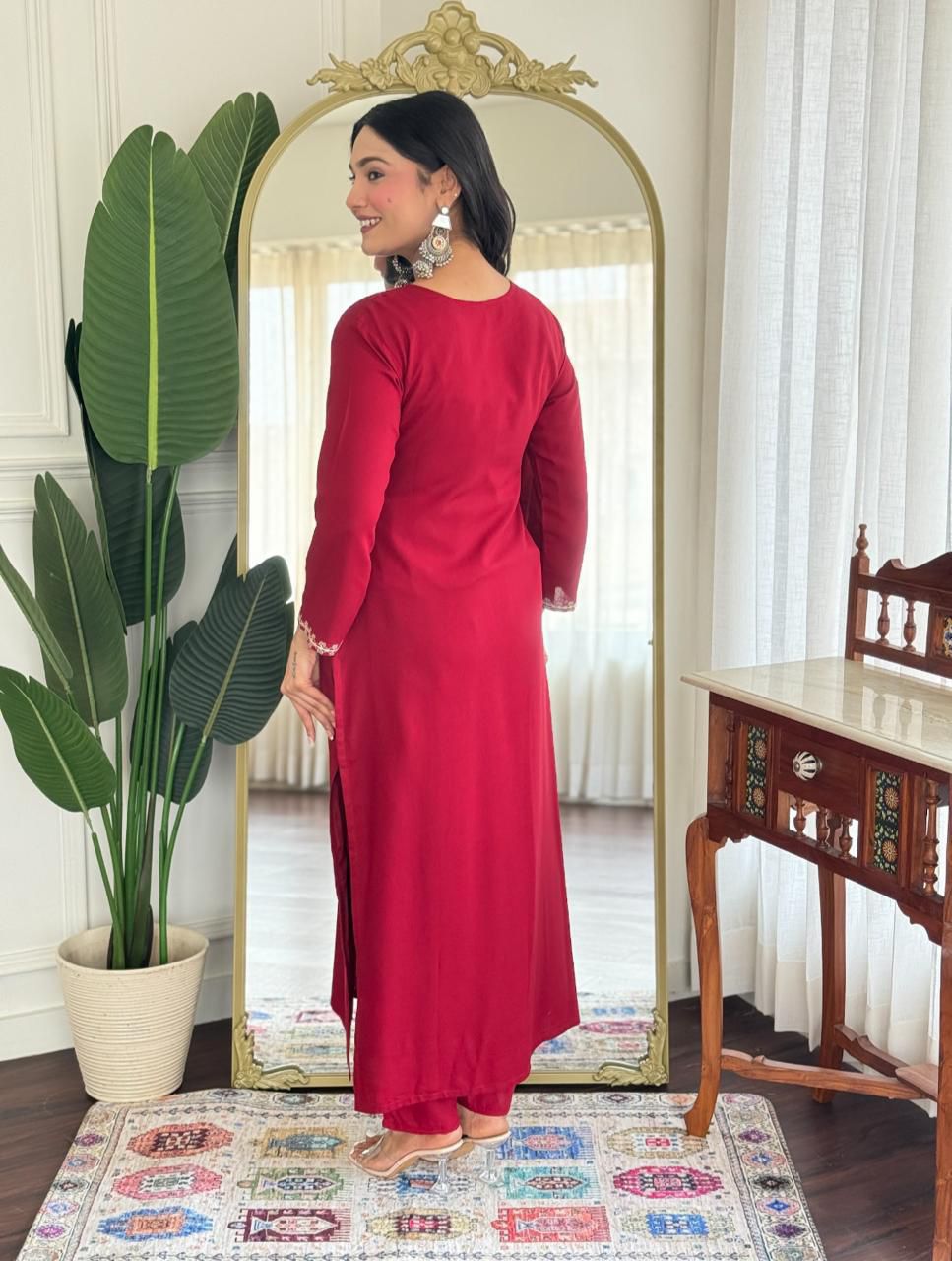 Red Rivaa Embroidery Kurta Set