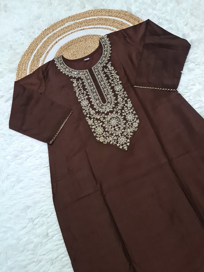 Maroon Heena Chanderi Embroidery Suit Set