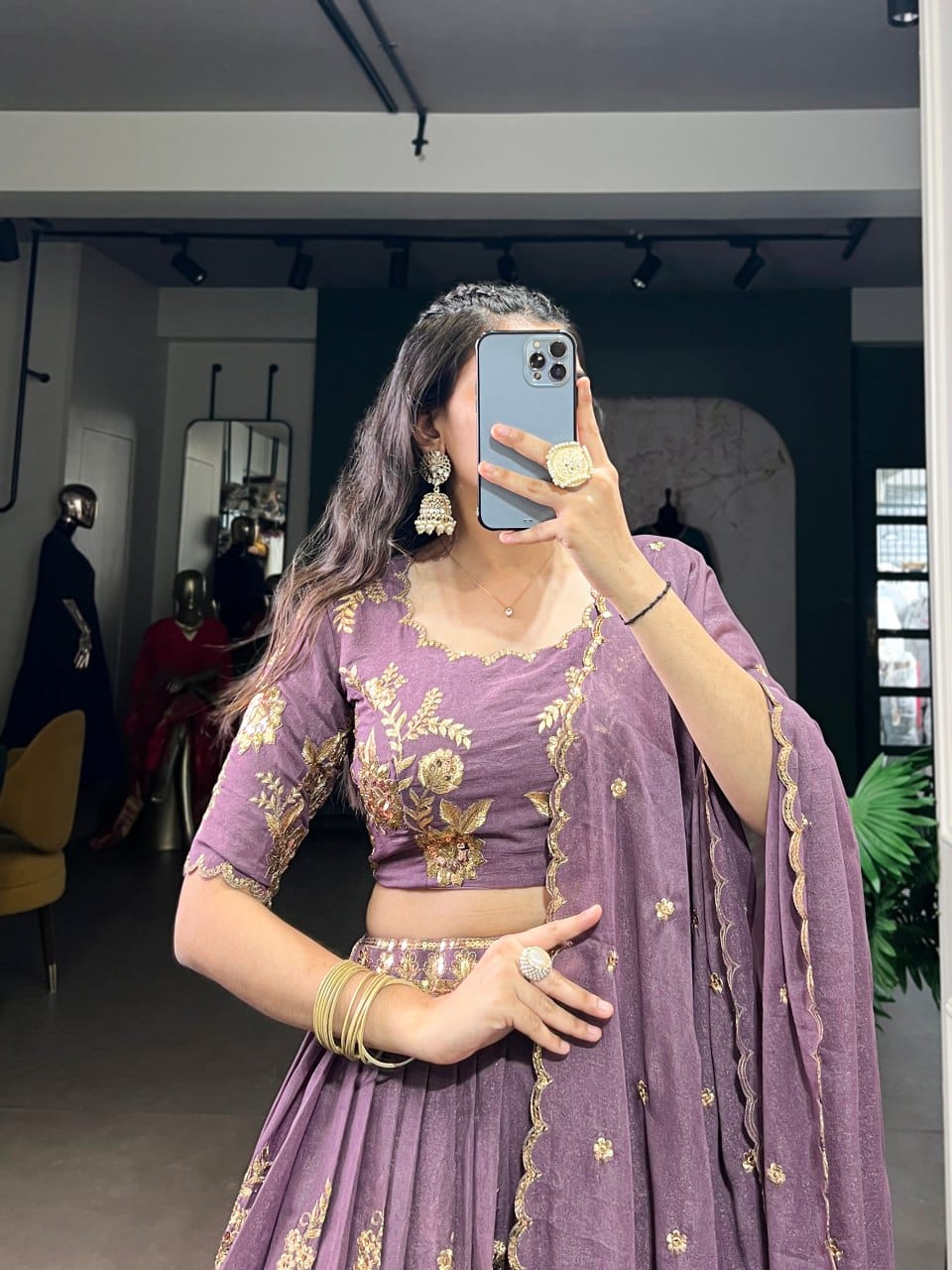 Zaariya Purple Crush Sequins Lehenga Set